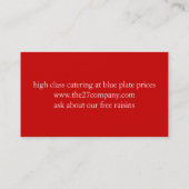 Carte De Visite Restauration élégante de chef d'argenterie de (Dos)