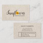 Carte De Visite Restauration et événements de tournesol épousant (Devant / Derrière)