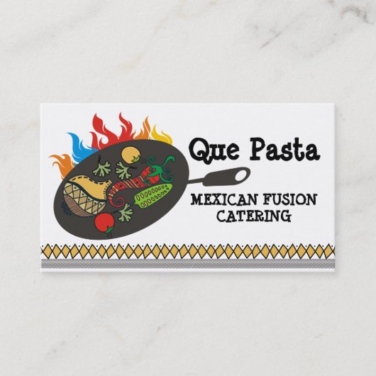Carte De Visite Restauration flamboyante de poêle de cuisine (Devant)