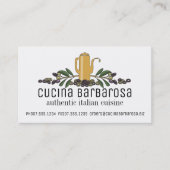Carte De Visite restauration italienne de chef de nourriture (Devant)