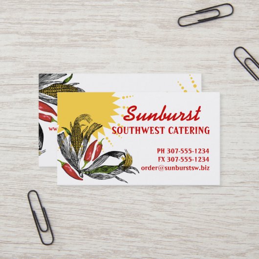Carte De Visite Restauration mexicaine de chef de poivre de maïs (Devant/Arrière en situation)