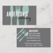 Carte De Visite restauration moderne gris et turquoise (Devant / Derrière)