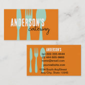 Carte De Visite restauration moderne orange et turquoise (Devant / Derrière)