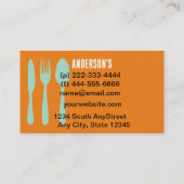 Carte De Visite restauration moderne orange et turquoise (Dos)