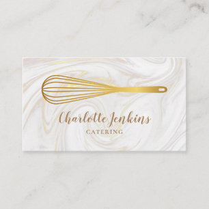 Carte De Visite Restauration Patisserie Gold Whisk Marble Swirls