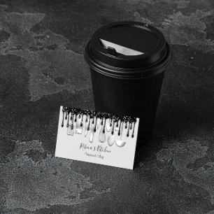 Carte De Visite Restauration Personnel Chef Restaurant Black Drip 