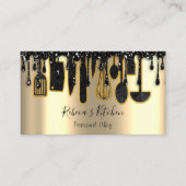 Carte De Visite Restauration Personnel Chef Restaurant Drip Black  (Devant)