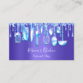 Carte De Visite Restauration Personnel Chef Restaurant Drip BlueKi (Devant)