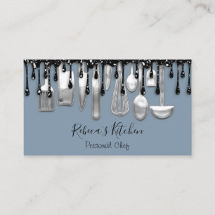 Carte De Visite Restauration Personnel Chef Restaurant Drip Smoky