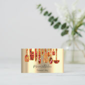 Carte De Visite Restauration Personnel Chef Restaurant Gold Red (Debout devant)