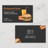 Carte De Visite Restauration rapide Hamburger Hot Dog Diner (Devant / Derrière)