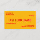Carte De Visite Restauration rapide orange jaune Burger Restaurant (Dos)