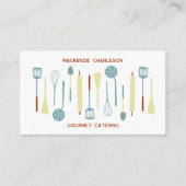 Carte De Visite Restauration Retro Kitchen QR Code (Devant)