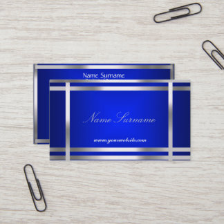 Carte De Visite Résumé Abstrait Bleu Argent