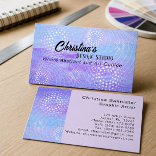 Carte De Visite Résumé Bleu et Violet   Étoile Brillante, Lumière 