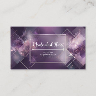 Carte De Visite Résumé Géométrique Violet Paillettes Dorées