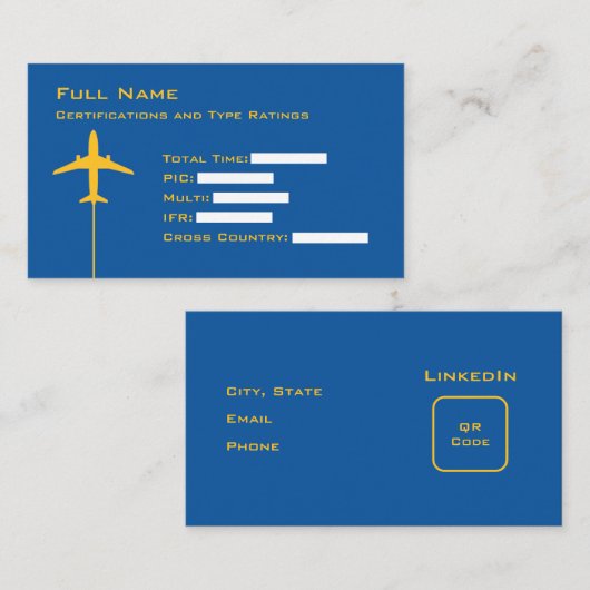 Carte De Visite Résumé Micro Pilote (Devant / Derrière)