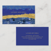 Carte De Visite Résumé moderne | bleu et or (Devant / Derrière)
