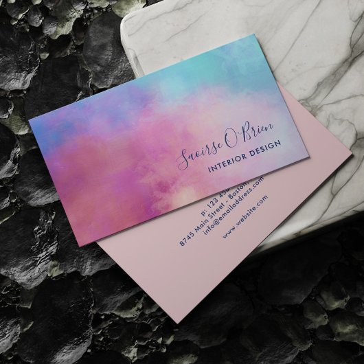 Carte De Visite Résumé Pastel rose Turquoise