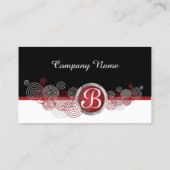 Carte De Visite Résumé rouge-foncé et noir et blanc (Dos)