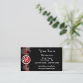 Carte De Visite Résumé rouge-foncé et noir et blanc (Debout devant)