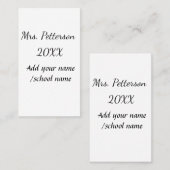 Carte De Visite Retour à l'école ajouter nom de l'enseignant année (Devant / Derrière)