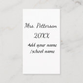 Carte De Visite Retour à l'école ajouter nom de l'enseignant année (Devant)