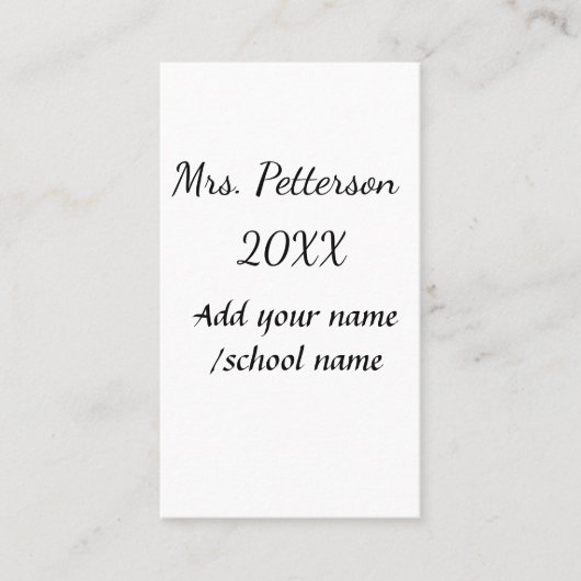 Carte De Visite Retour à l'école ajouter nom de l'enseignant année (Devant)