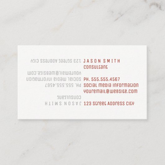 Carte De Visite Retourner le texte / Rouge (Devant)