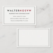 Carte De Visite Retourner lettre avec bordure (Devant / Derrière)