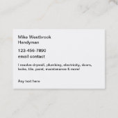 Carte De Visite Retrait de la construction de l'homme à main (Dos)