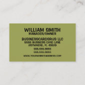 Carte De Visite Retrait de la souche de l'arbre de broyage (Dos)