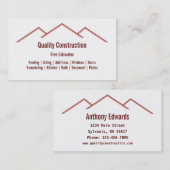 Carte De Visite Retrait de maison / Construction (Devant / Derrière)