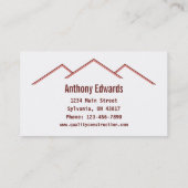 Carte De Visite Retrait de maison / Construction (Dos)