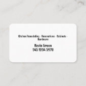 Carte De Visite Retrait des armoires de cuisine (Dos)