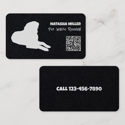 Carte De Visite Retrait des déchets d'animaux QR (Devant / Derrière)