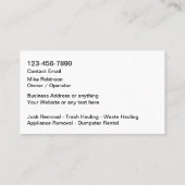 Carte De Visite Retrait Et Location De Dumpster (Dos)