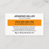 Carte De Visite Retrait et recouvrement de la junk (Dos)