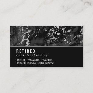 Carte De Visite Retraité, Marbre Noir et Argent sur Gag Noir
