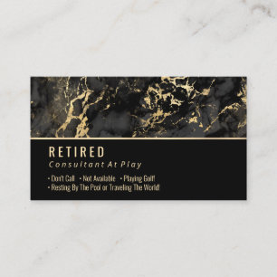 Carte De Visite Retraité, Marbre Noir et Or sur Gag Noir
