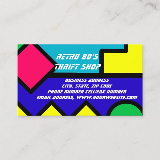 Carte De Visite Retro 80s Couleur Bloc Vêtements Tendances mode (Devant)