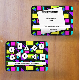 CARTE DE VISITE RETRO 80S FORME MOTIF ENTREPRISE LOGO