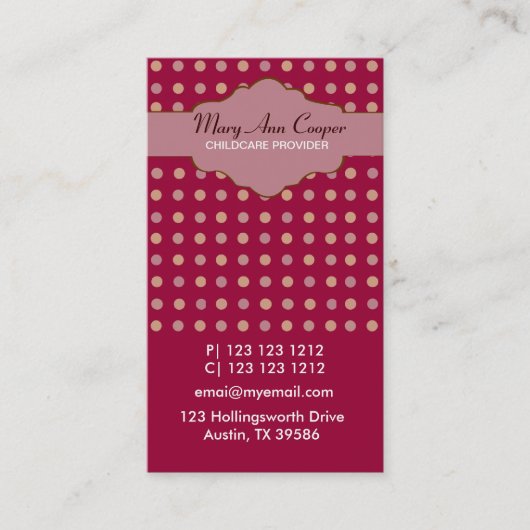 Carte De Visite Rétro à petits pois classique (Devant)