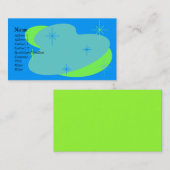 Carte De Visite Retro atomique bleu et vert (Devant / Derrière)