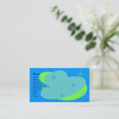 Carte De Visite Retro atomique bleu et vert (Debout devant)