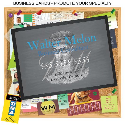 Carte De Visite Retro Black Chalkboard 🕰️ Steampunk Goggings Homm