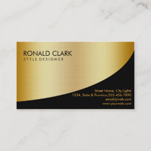 Carte De Visite Retro Black Gold Metal Services financiers