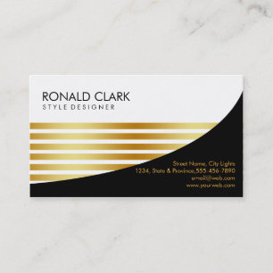 Carte De Visite Retro Black Gold Metal Services financiers