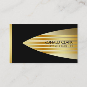 Carte De Visite Retro Black Gold Metal Services financiers
