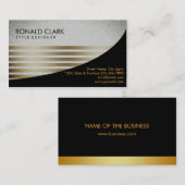 Carte De Visite Retro Black Grey Services financiers Construction (Devant / Derrière)